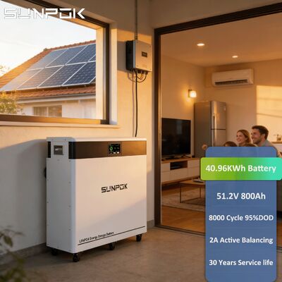 SUNPOK Solar 40Kwh 51.2V 800ah Lifepo4 Battery Lithium Ion Battery 48v Lifepo4 Battery 800ah Energy Storage System