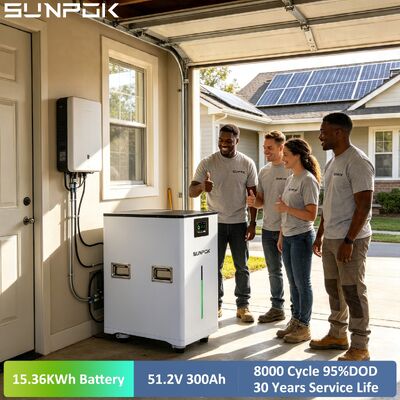 SUNPOK 51.2V 300Ah 15kWh LiFePO4 Lithium Iron Phosphate Battery Pack CAN RS485 BMS Compatible for Solar System