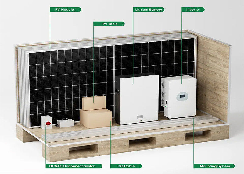Hybride zonne-energiesystemen voor weggebruik 5kw met inverter Hybride off-grid 30kw Lithiumbattery zonne-energiesysteem