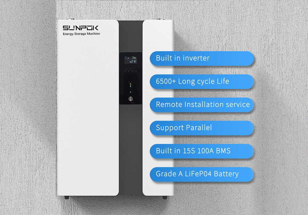 Off-Grid All-in-One Ess Eu Warehouse Gebouwd in 5,12Kwh 50Ah 200Ah 100Ah 51.2V 5kw Inverterbatterij