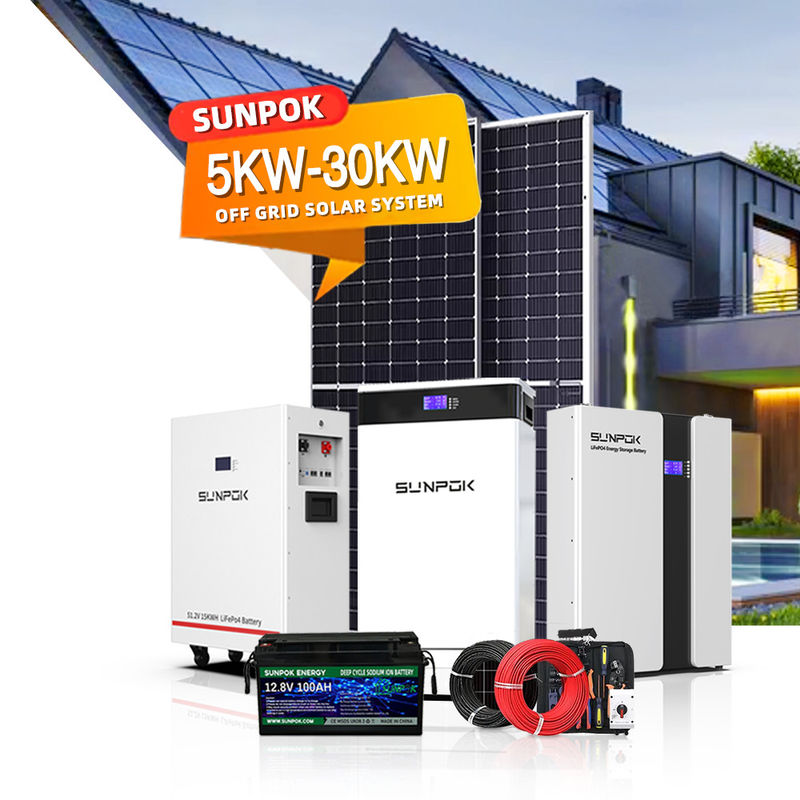 Sunpok 5Kw 6Kw 8Kw 10Kw 11Kw 12Kw 15Kw 20Kw Off-Grid Photovoltaic Complete Set Solar Energy Off-Grid Home Power Systems