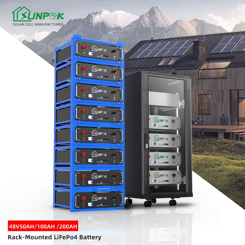 Warm verkrijgbaar 48V op een rek gemonteerde batterij rek Lifepo4 100Ah 200Ah Lithium Ion batterij