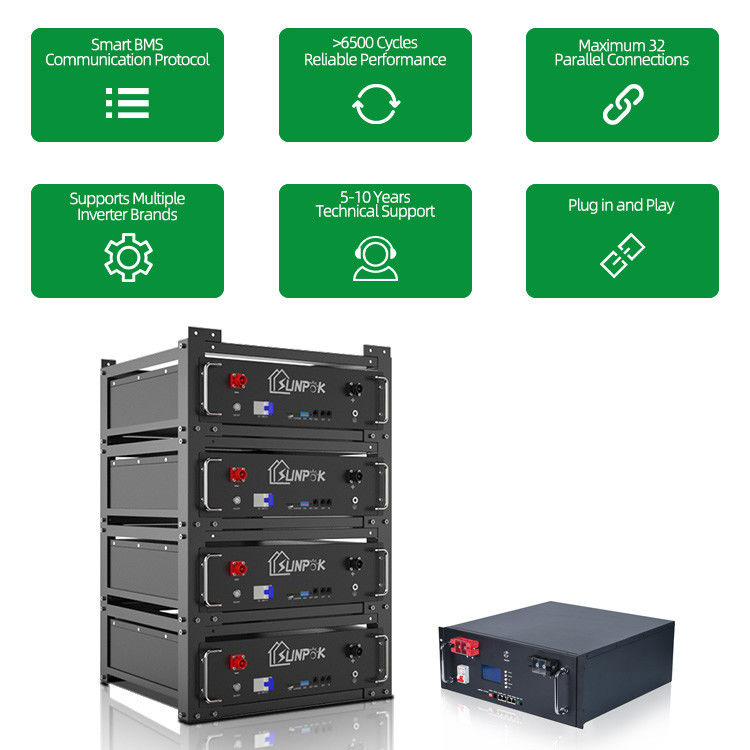 Home Energy Storage Systems Lifepo4 Battery Met Bluetooth 48V 200AH 10kwh