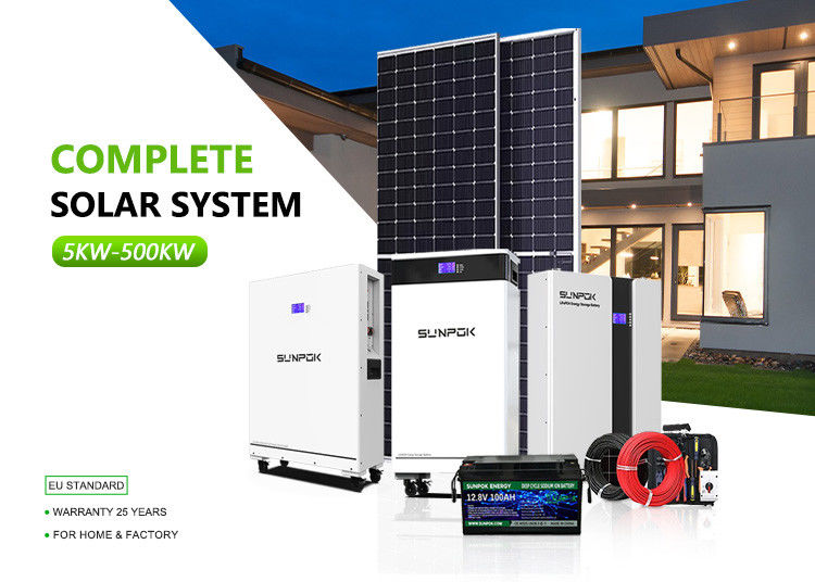 Hybride inverter zonnestelsel 10kw 50kw 500kw Lithium-ionbatterij dakmontage thuisgebruik