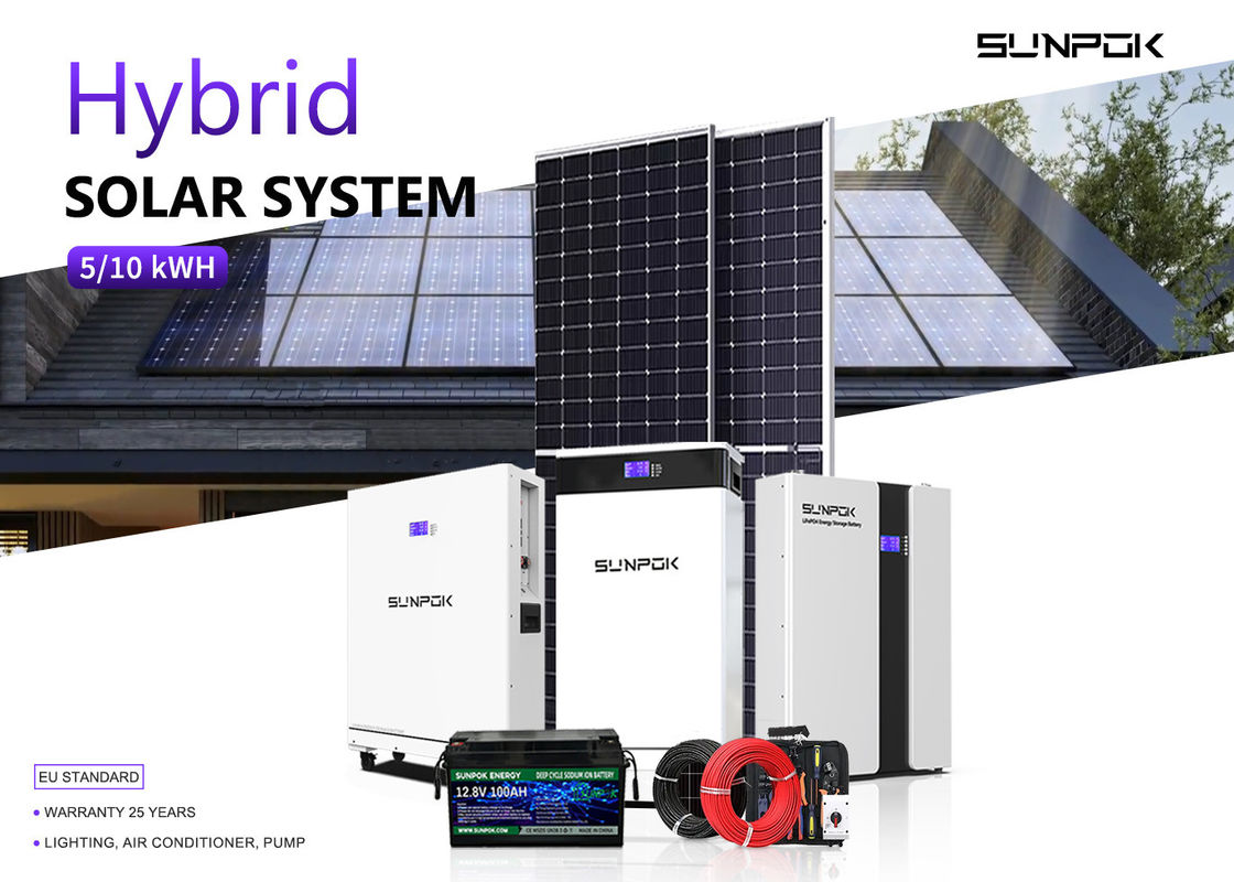 Hybride zonne-energiesysteem Lithiumbatterijen 48v 200ah 15kwh 20kwh Dakmontage