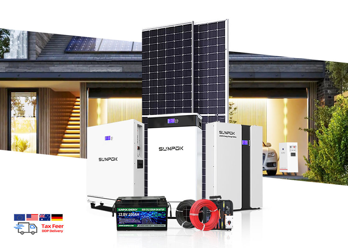 Huishoudelijk gebruik Off-grid zonne-energiesysteem 1kw 3kw 5kw Single Phase 230V Complete Kit Met Lithiumbatterie