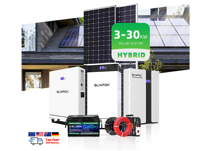 Off-grid zonne-energiesystemen voor thuis 5kw 10 kw hybride zonne-energiesysteembatterij