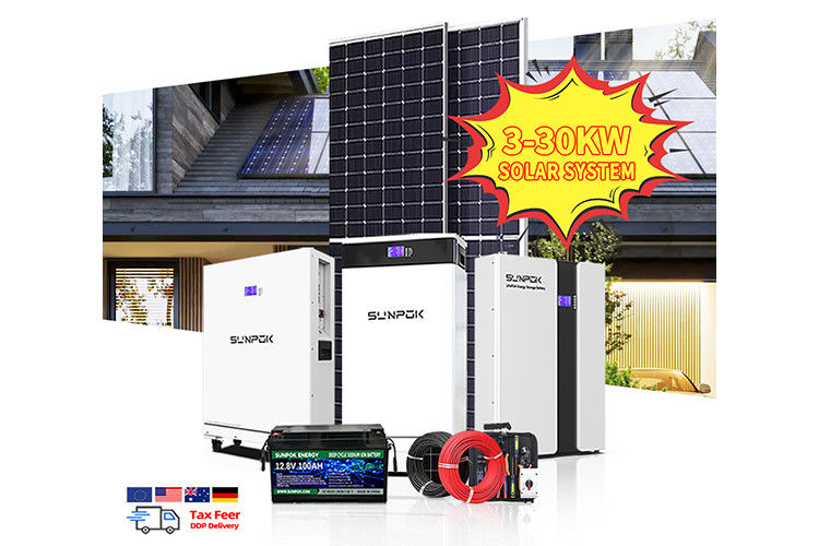 Hybride 6kw 8kw 10kw 12kw 20kw Zonne-systeem Zonnepaneel 10kw System Lithiumbatterij 48v 100ah Voor zonne-systeem