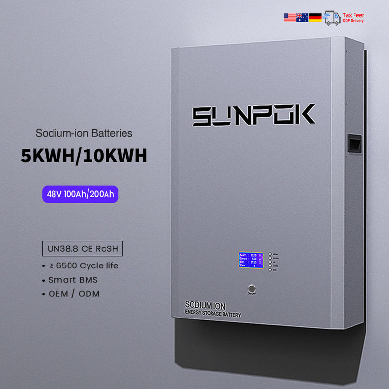 Natriumbatterij 48V Batterij Energieopslag 5Kwh 48V 200Ah 100Ah Lifepo4 Wandmontage Natriumionbatterij Pack