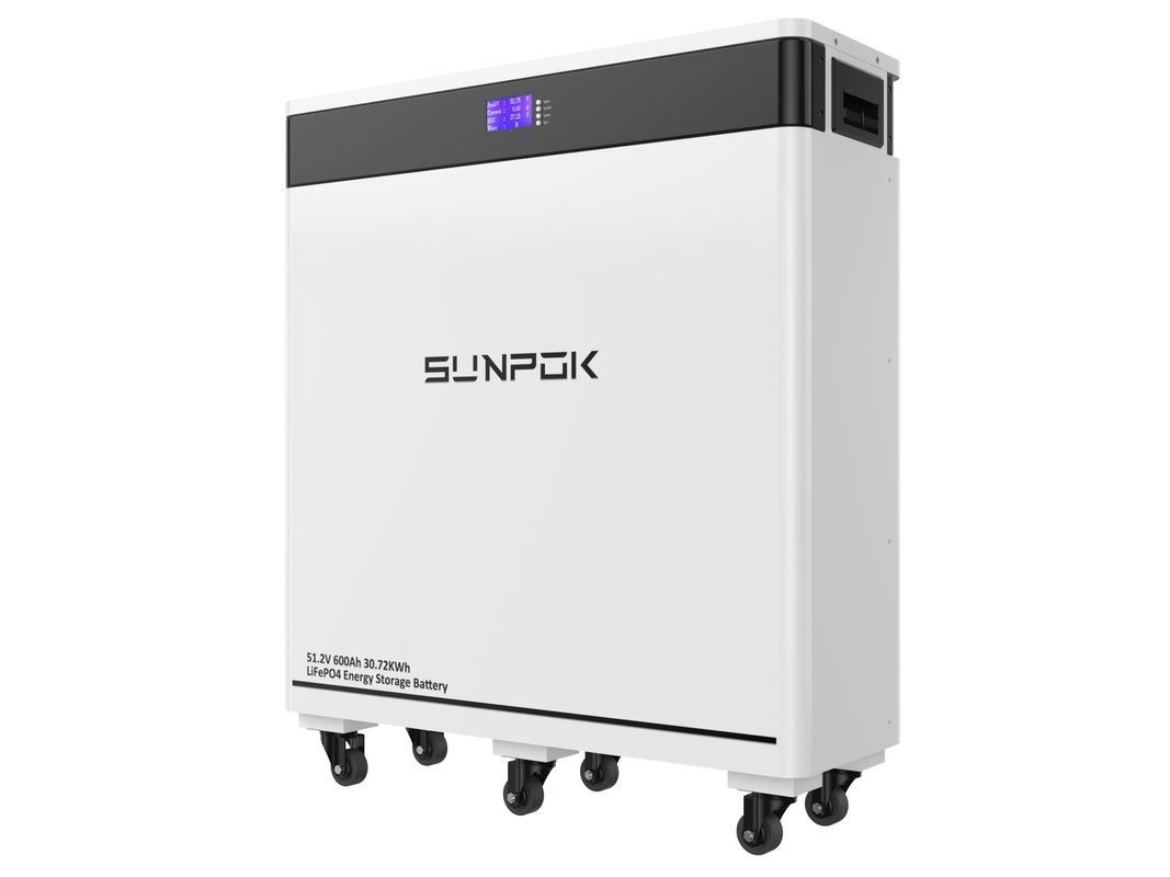 30KW Deep Cycles 600AH Verplaatsbare Vloer Gemonteerde LiFePO4 51.2V Lithium-ion Batterijpakket Thuis Energieopslag