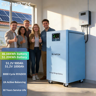 SUNPOK 50kWh Battery LiFePO4 48V 1000Ah 300A BMS Solar Lithium Ion Battery Pack 50KW Bms Home Energy Storage System