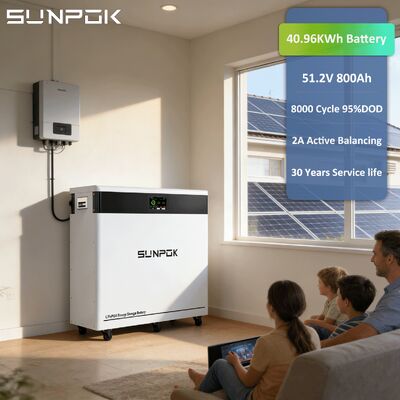 SUNPOK New 40kWh 800Ah 51.2V Large Capacity LiFePO4 Battery Lithium LFP Home Storage System BESS Pack Solar Energy