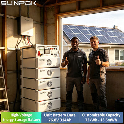 SUNPOK Hoogspannings-HV-batterijpakketten voor zonne-energieopslagsystemen 76.8V 314Ah Lithium-ionbatterijpakket